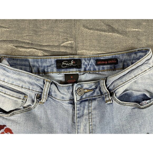 Earl Jean Women's Size 8 Embroidered Floral Butterfly Dragonfly Skinny Jeans - Picture 5 of 11